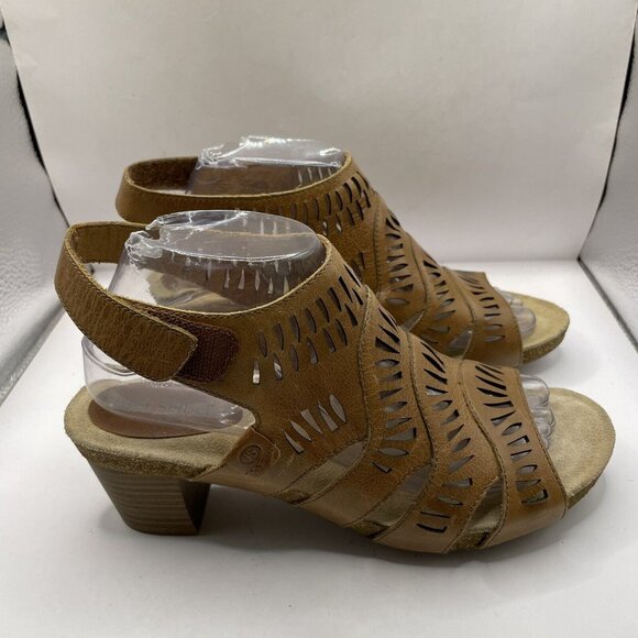 Josef Seibel Sunny Sandal Womens 39 US 8.5 Brown Leather High Heel Cutout - Picture 3 of 9